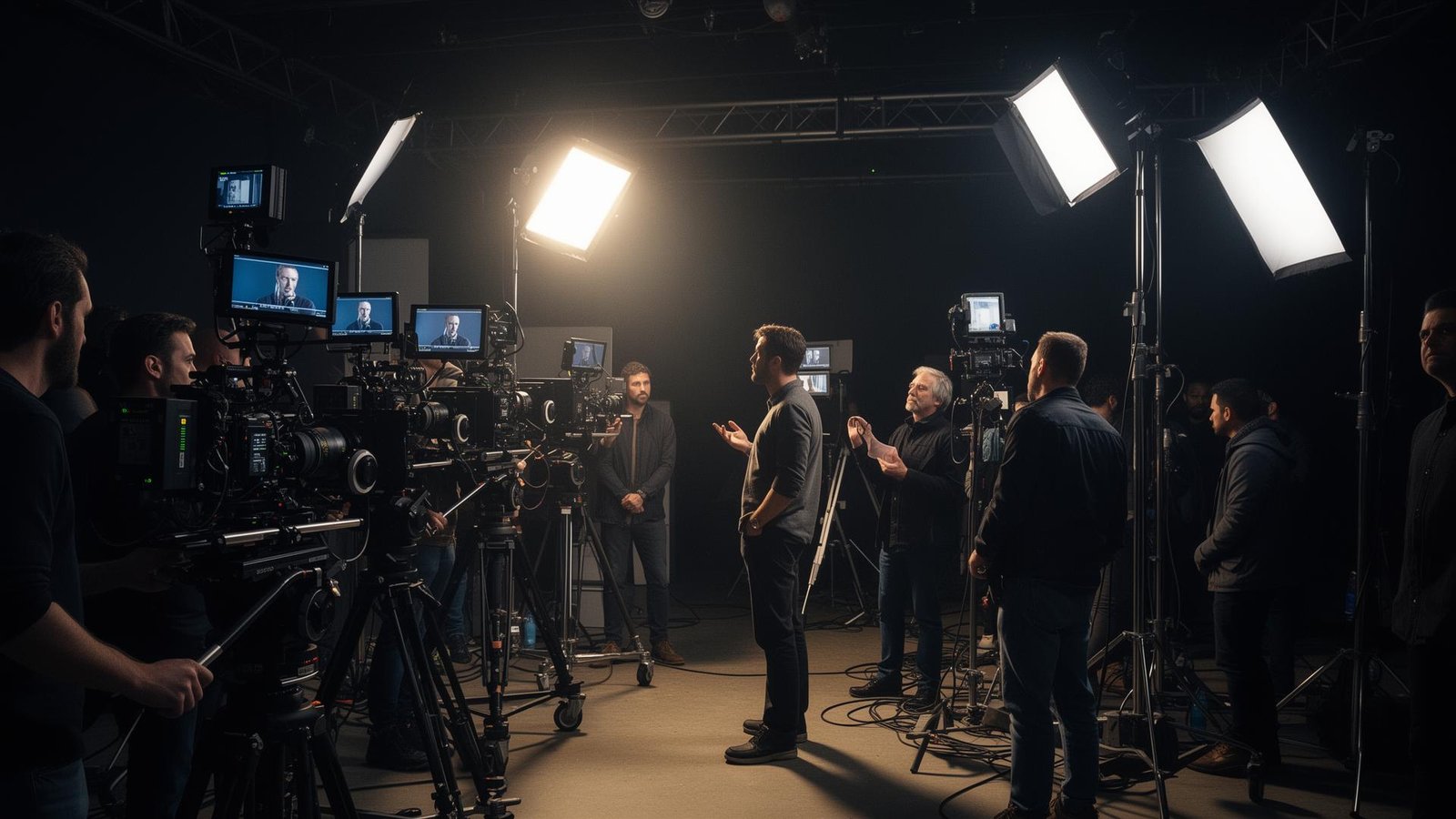 Cinematic film production on set